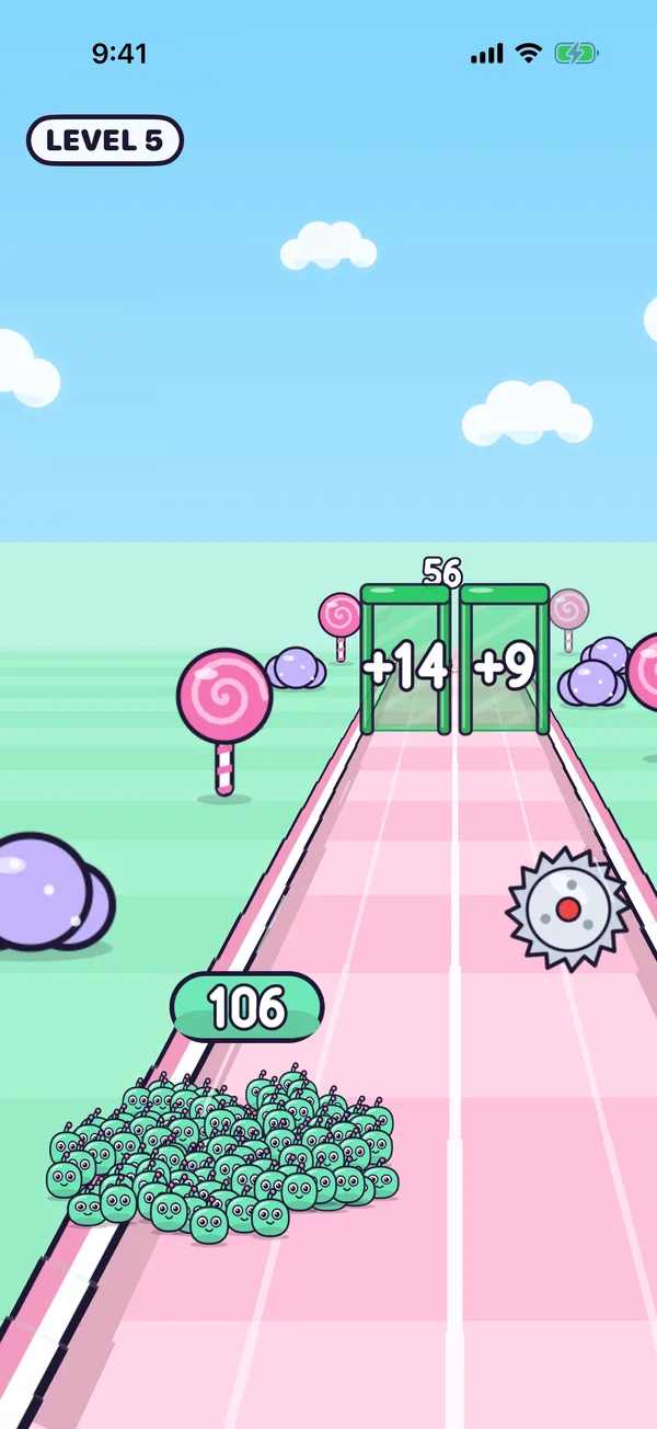 A huge jelly crowd charging down the track